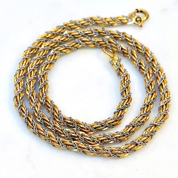 Vintage 1/20 12K GF Two Tone Twisted Rope Chain Necklace - 18” - Picture 2 of 5